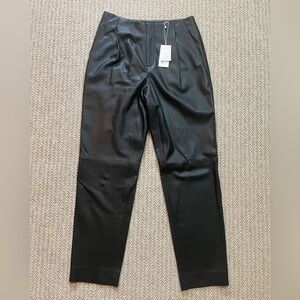 NWT Vince 100% Lamb Leather Pleated Trousers Black Size 4